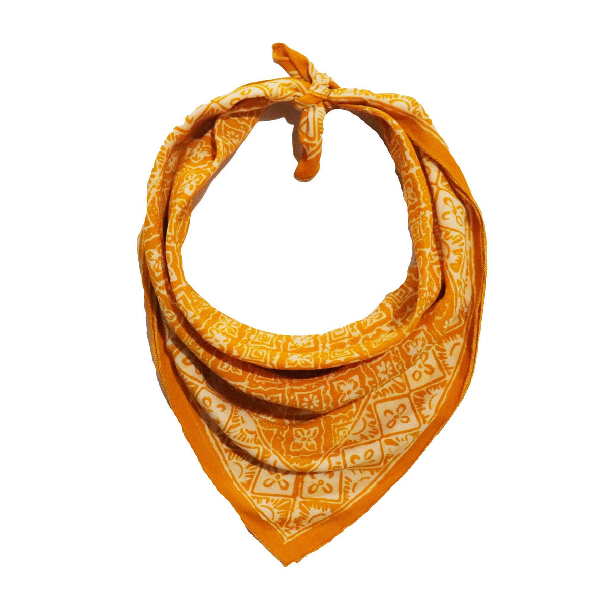 Hand Dyed Batik Bandana, 100% Soft Cotton, Mustard, Yellow, Fall Autumn, Kamboja