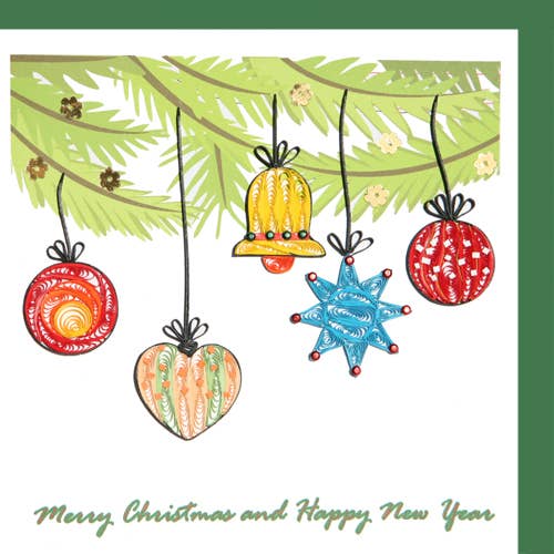 5 Christmas Ornaments, Quilling Christmas Card CH-21