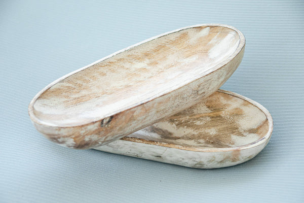 White Wash Fall Boat Tray- Large