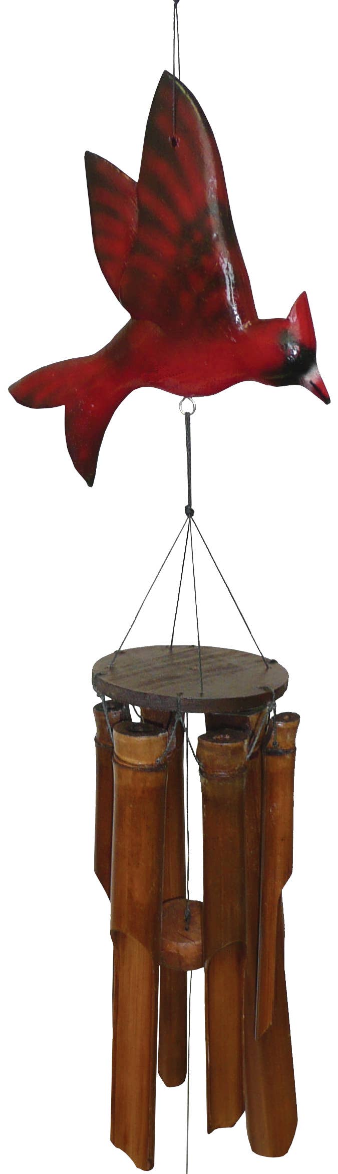 Glossy Finish Cardinal Bamboo Wind Chime