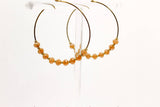 Simple Beaded Hoops in Gold and Iridescent Peach