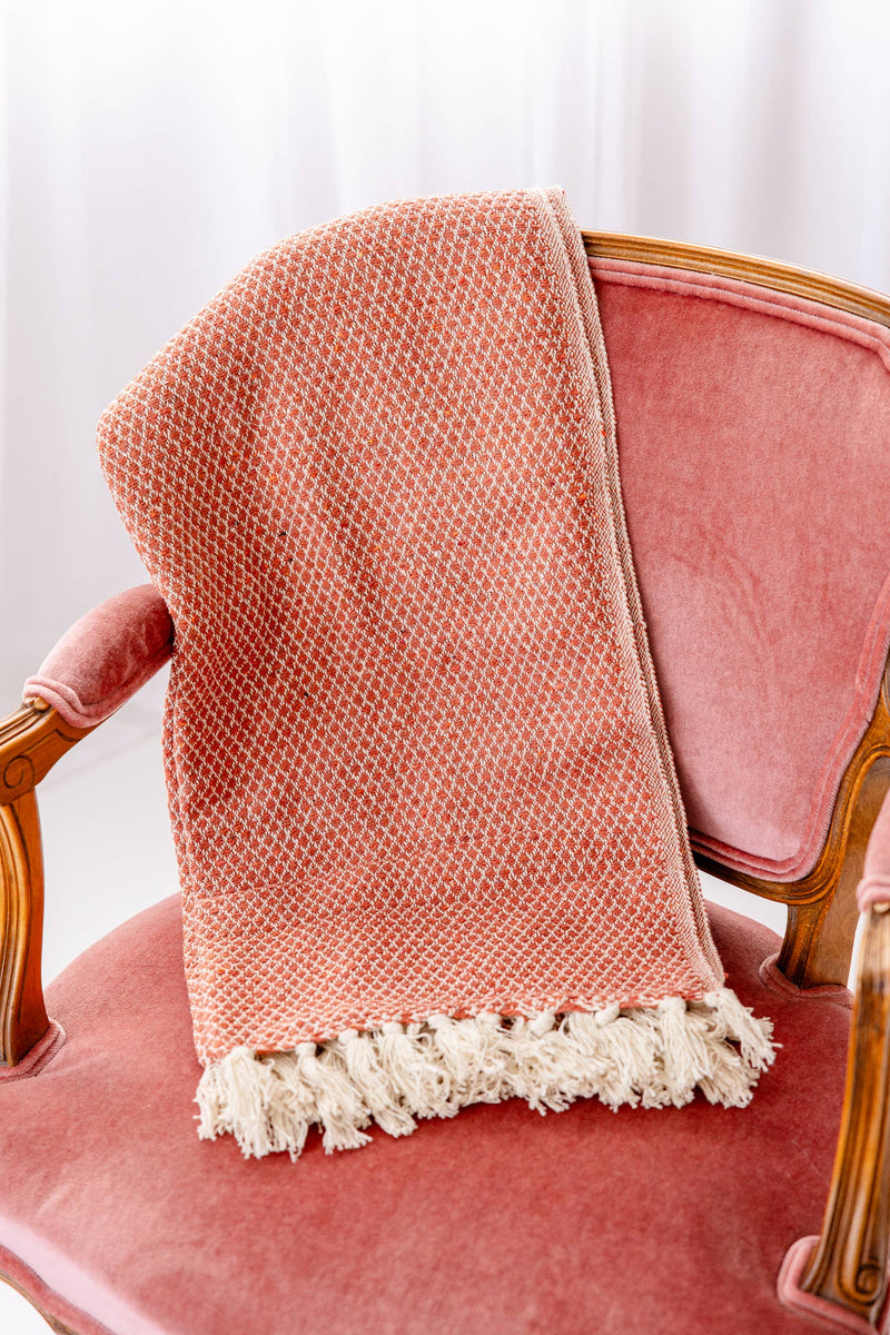 Woven Coral Throw Blanket