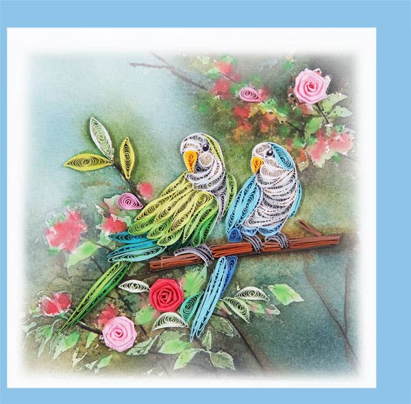 Two Small Conures Parrot Quilling Card