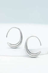 Crescent Moon Thread Drop Earrings in Silver