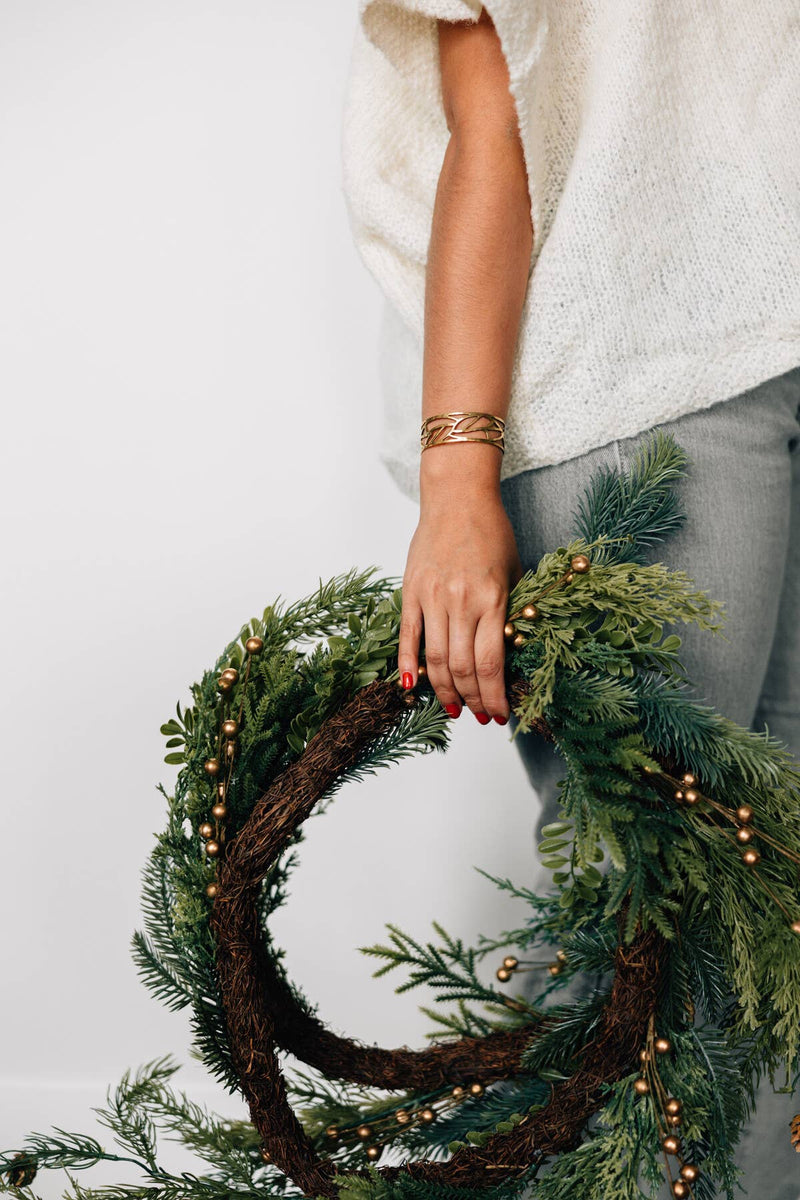 Cut Leaves Brass Bangle