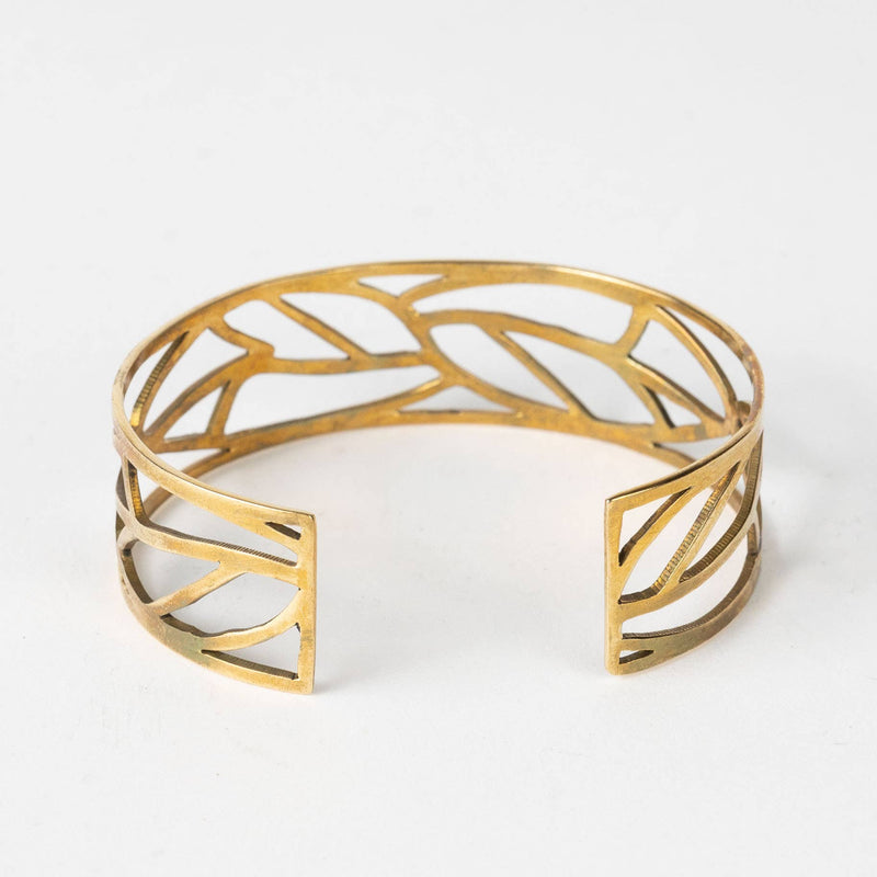 Cut Leaves Brass Bangle