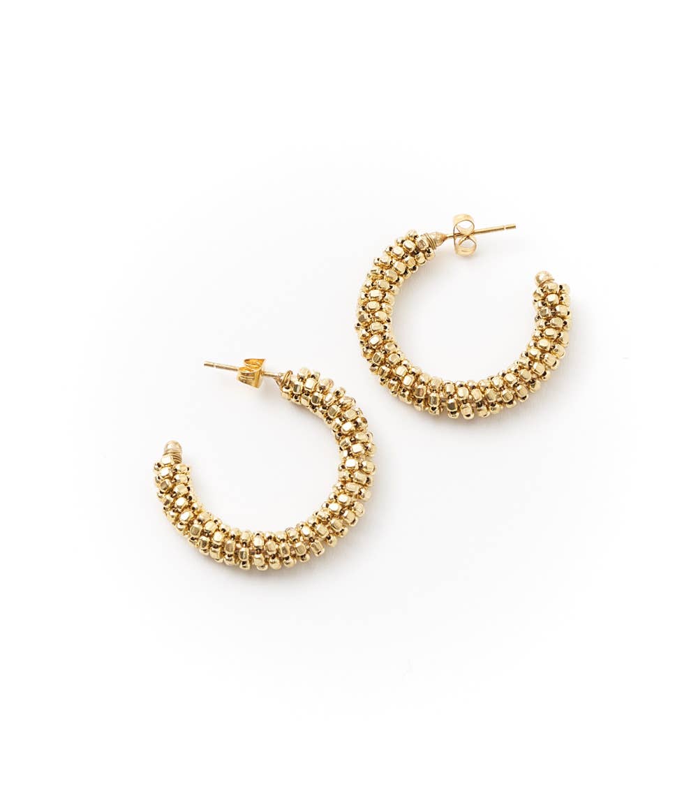 Bhavani Gold Beaded Hoop Earrings