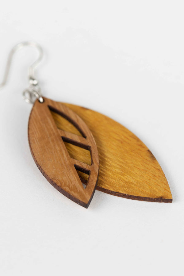 Falling Leaves Wood Earrings