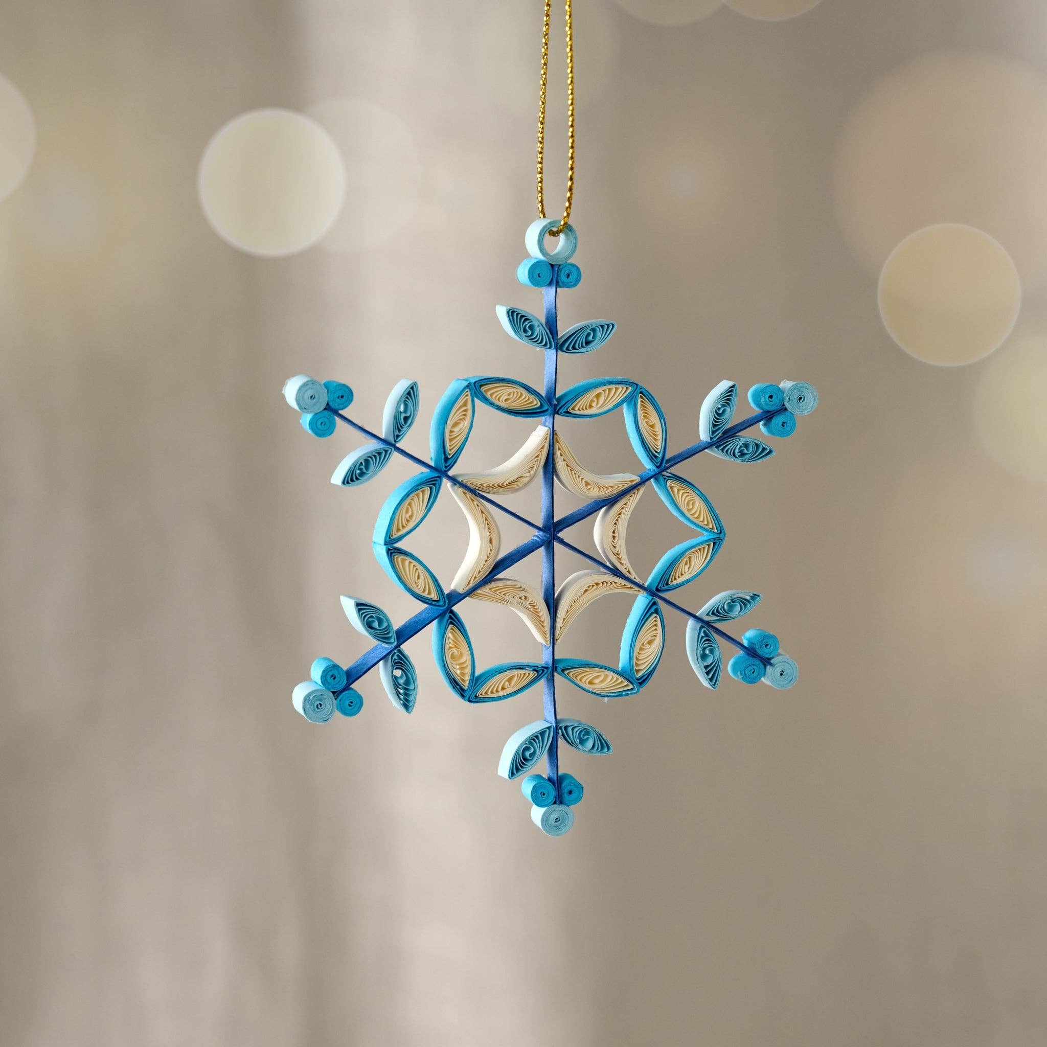 Khoe Quilled Blue Snowflake Ornament