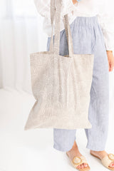 Cotton Block Print Market Tote-Gray, Green, Rust