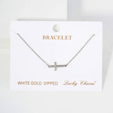 Religious-Theme Sideways Cross Chain Bracelet