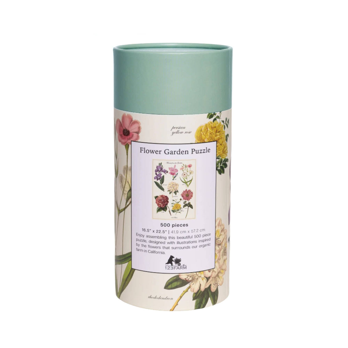 Flower Garden Puzzle – 500 Pc Tube with Vintage Illustration