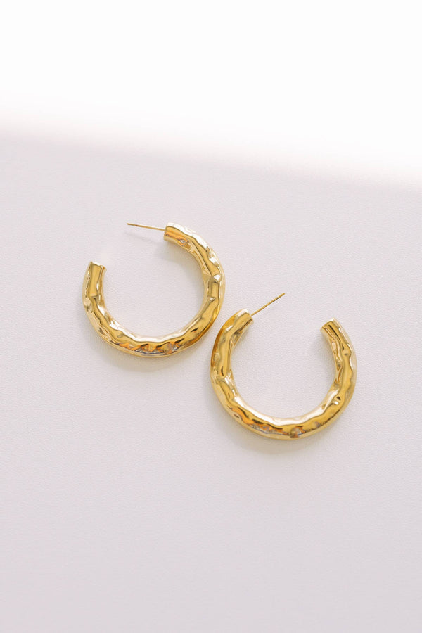 Elondo Hammered Gold Hoop Earrings