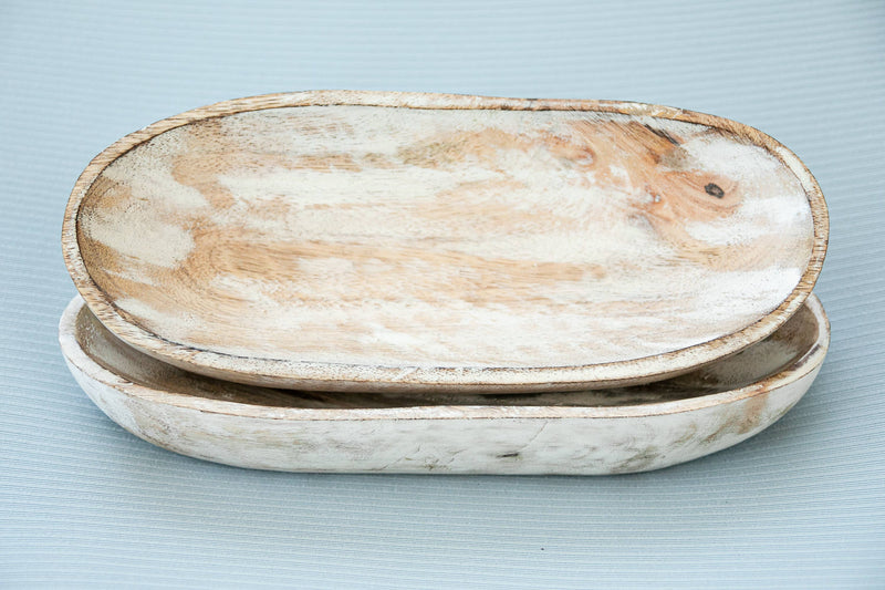 White Wash Fall Boat Tray- Large