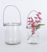 RD GLASS VASE W/METAL DH