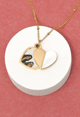 Give Hope Locket- 14K Gold Plated Mother of Pearl Heart Necklace Locket