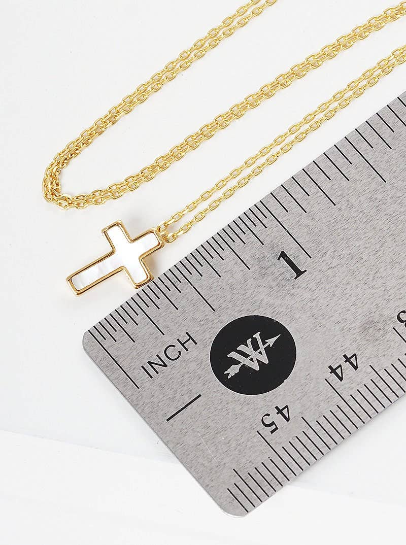 White Shelled Cross Necklace