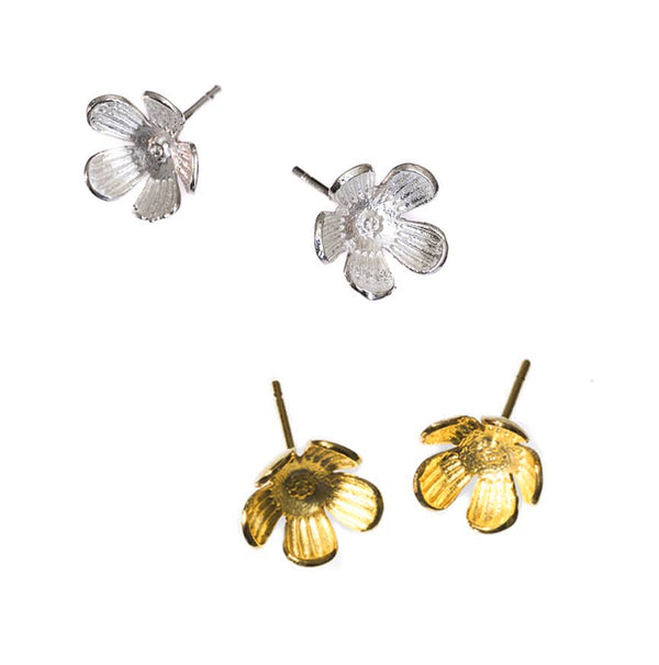 Forget-me-Not Stud Earrings (Silver, 14K) - Ethically Made