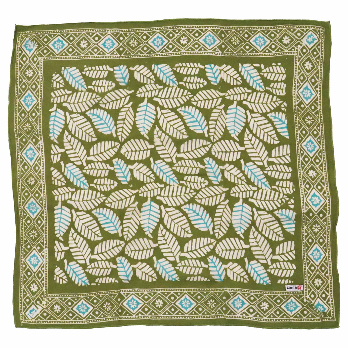 Batik Bandana, Coffee leaf green, lightweight 100% cotton soft, hand dyed hand printed