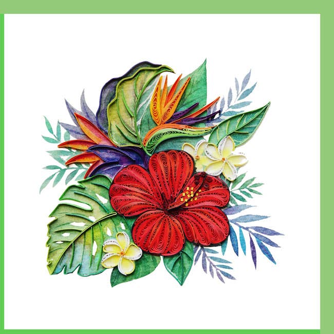 Hibiscus with Plumeria Quilling Card