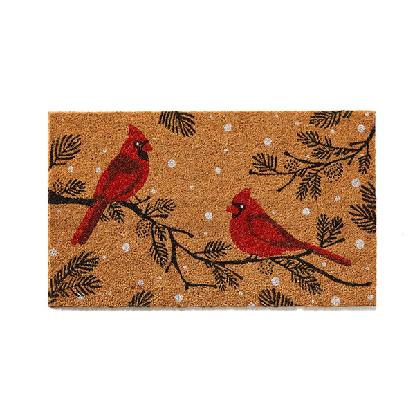 Winter Cardinals Coconut Fiber Welcome Mat