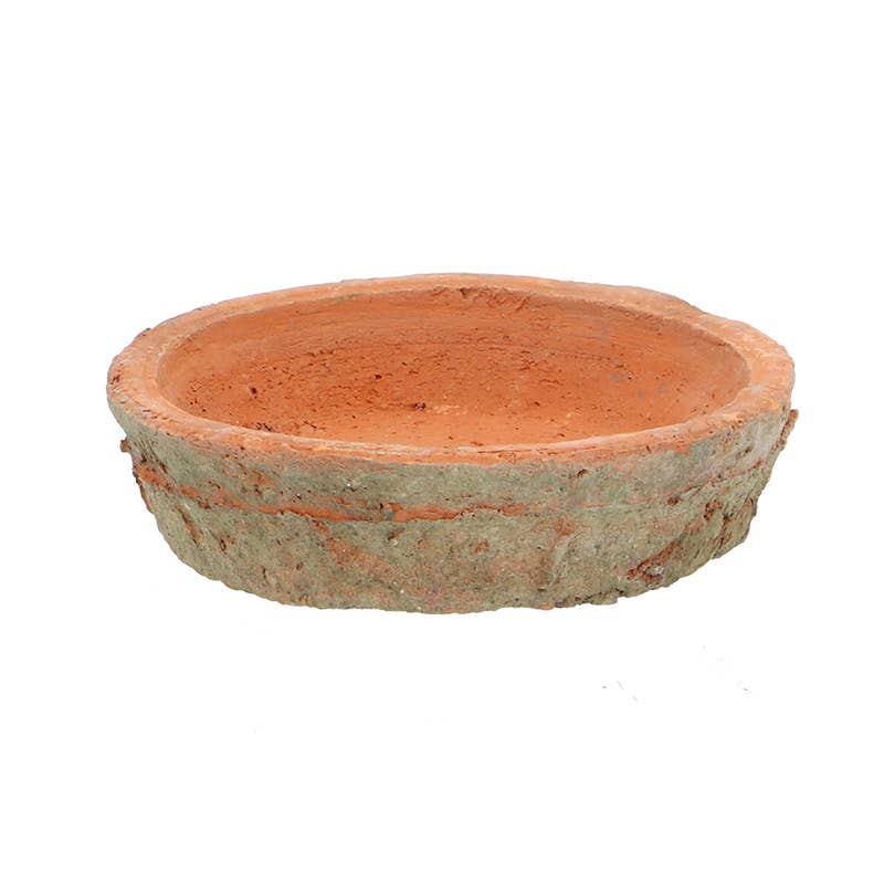 Small Aged Terracotta Saucer with Elevated Lip