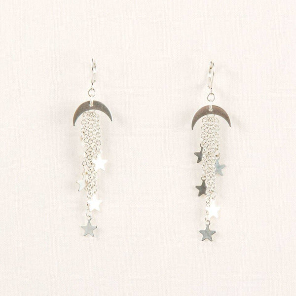 Moon and Star Dangle Earring