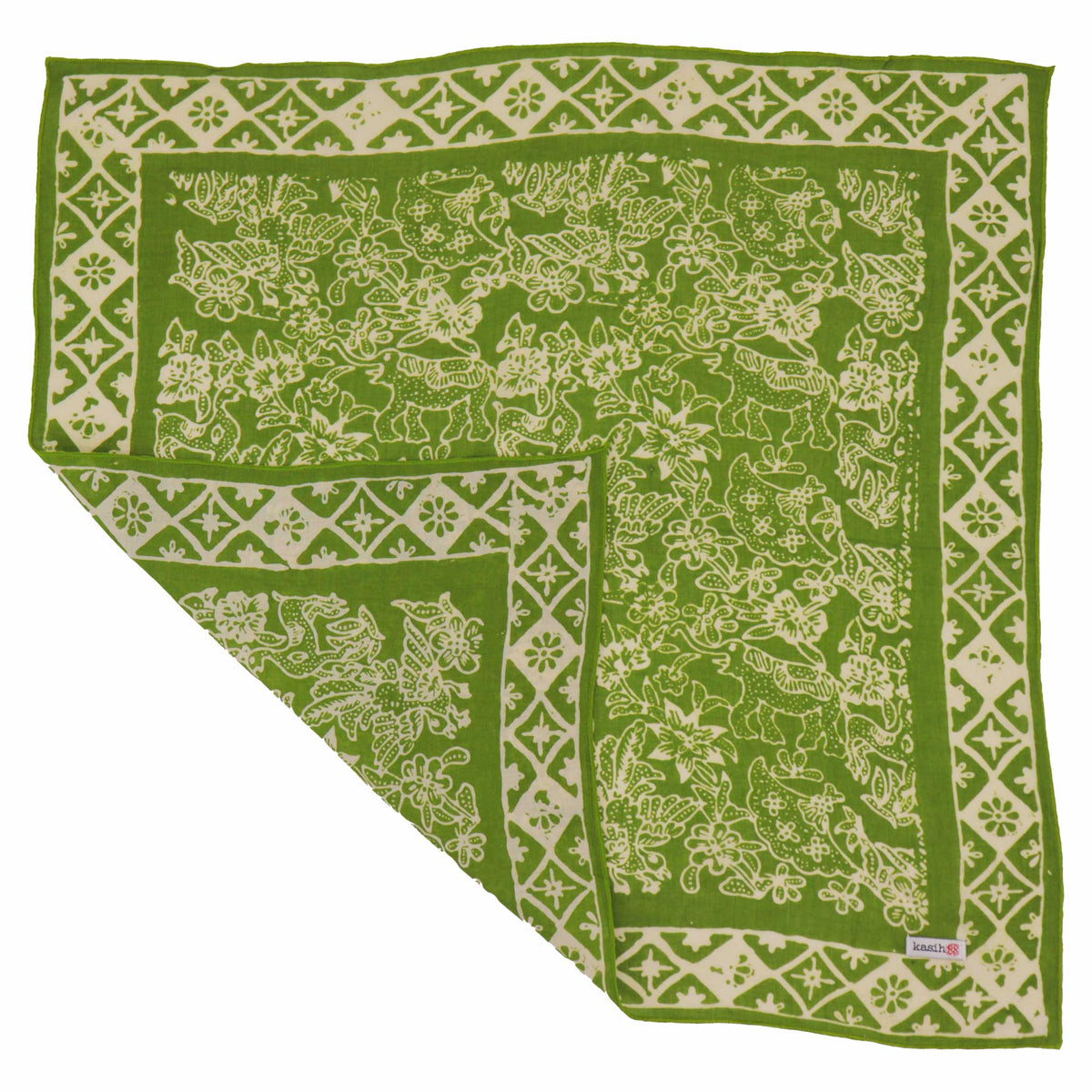 Hand Dyed Batik Bandana, 100% Soft Cotton, Green Serenity