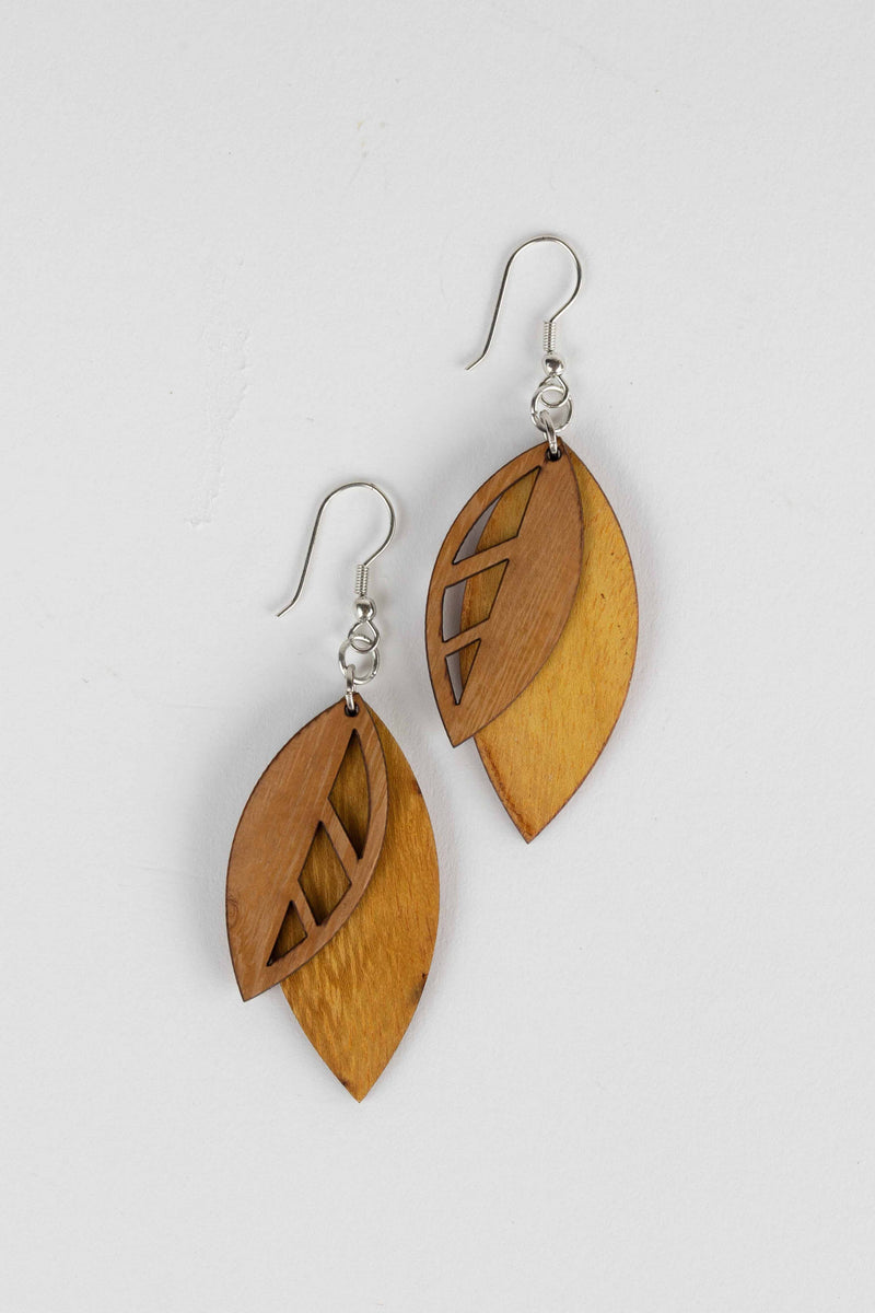 Falling Leaves Wood Earrings