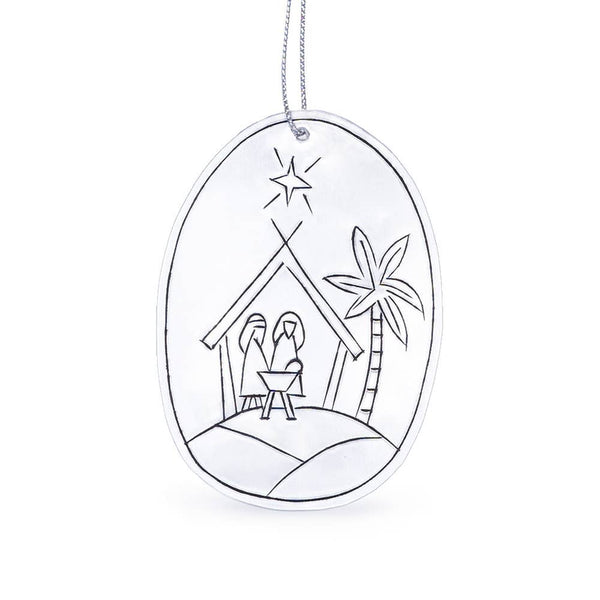 Tin Nativity Ornament