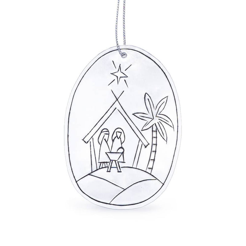 Tin Nativity Ornament