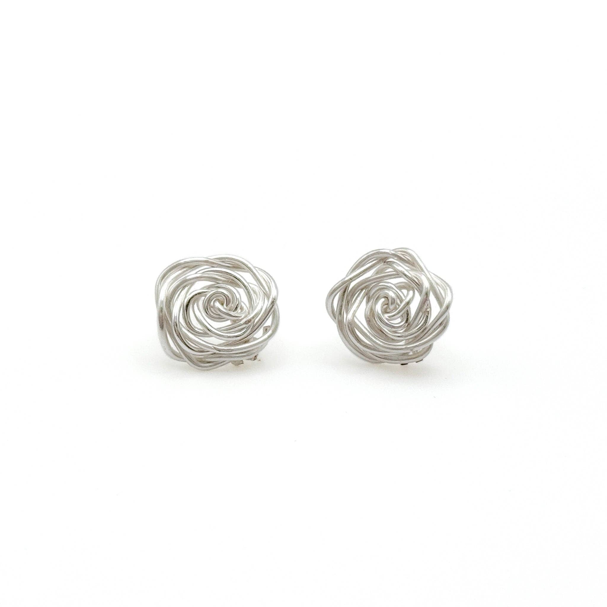 Rosette Silver Stud Earrings