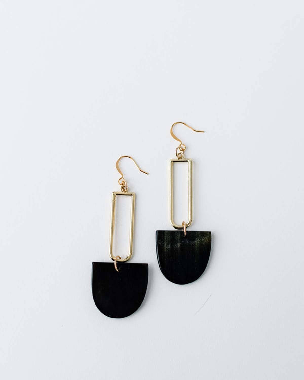 Tere Gold Plated Horn Geometric Earrings, cowhorn jewelry