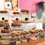 Medium Marimo Moss Ball Terrarium with Rose Quartz Gemstones