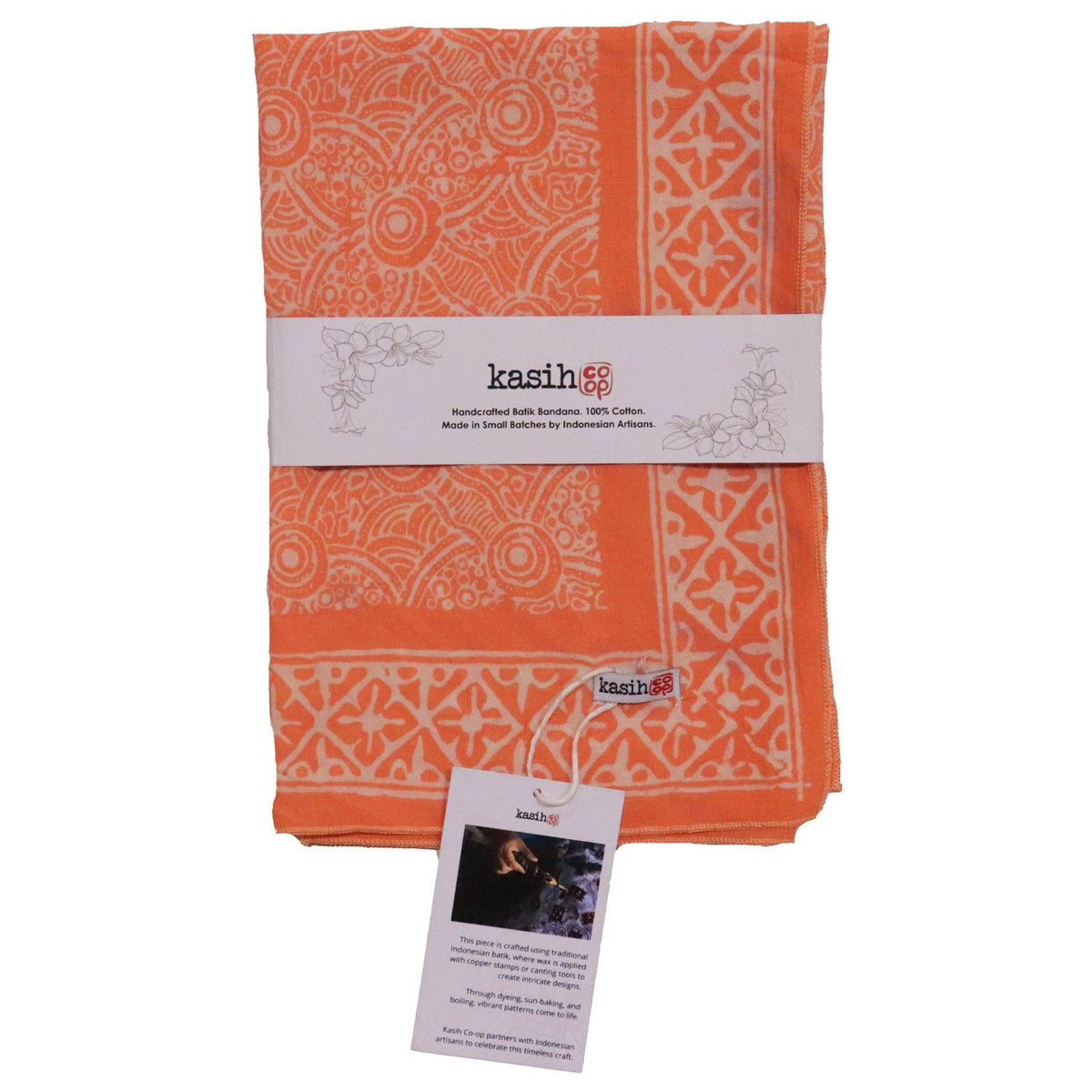 Batik Bandana - Soft Lightweight Cotton, Golden Iris, Peach