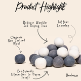 Set of 6 Organic Wool Dryer Balls