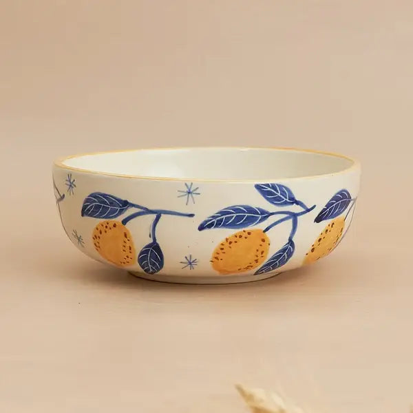 Italian Lemon Leafy Ceramic Bowl