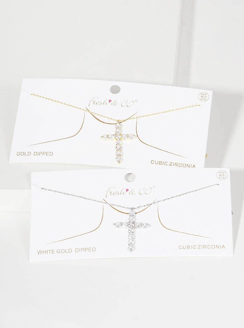 Gold Moissanite Cross Necklace