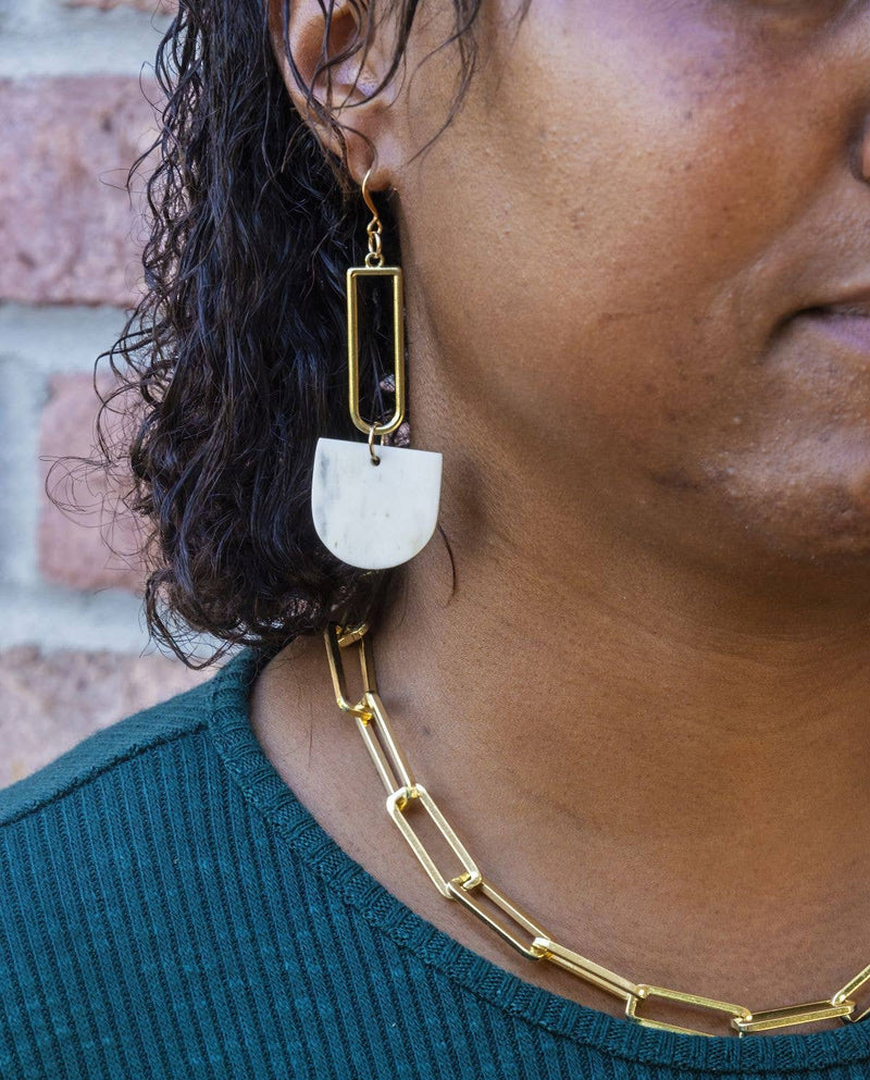 Tere Gold Plated Horn Geometric Earrings, cowhorn jewelry