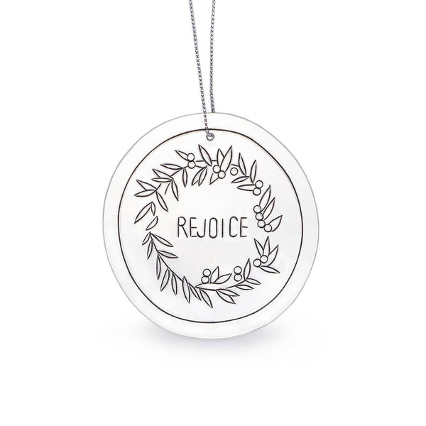 Tin Rejoice Ornament