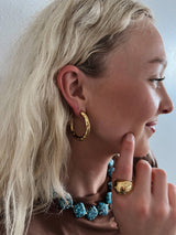 Elondo Hammered Gold Hoop Earrings