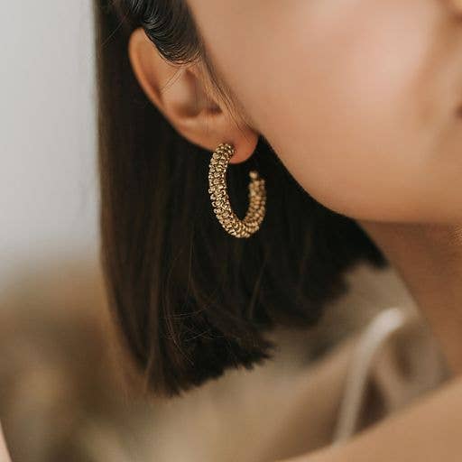 Bhavani Gold Beaded Hoop Earrings
