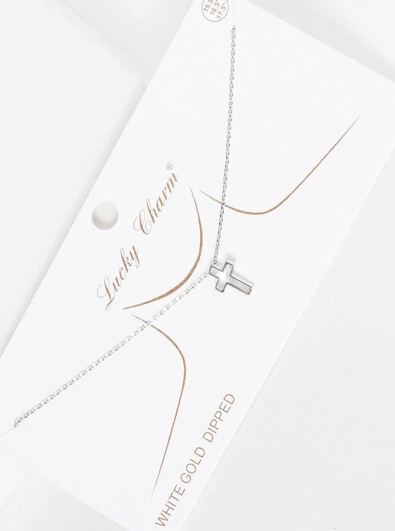 White Shelled Cross Necklace