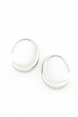 Crescent Moon Thread Drop Earrings in Silver