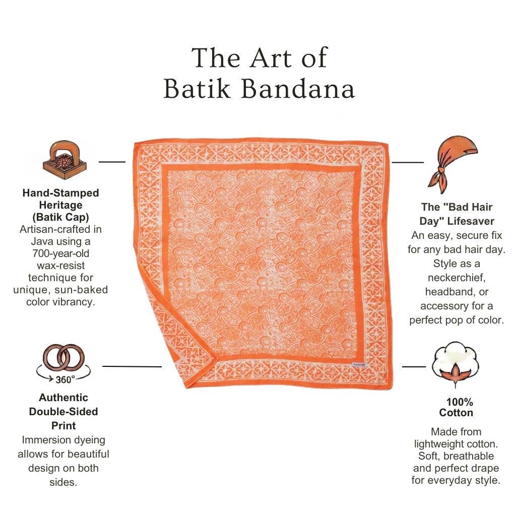 Batik Bandana - Soft Lightweight Cotton, Golden Iris, Peach