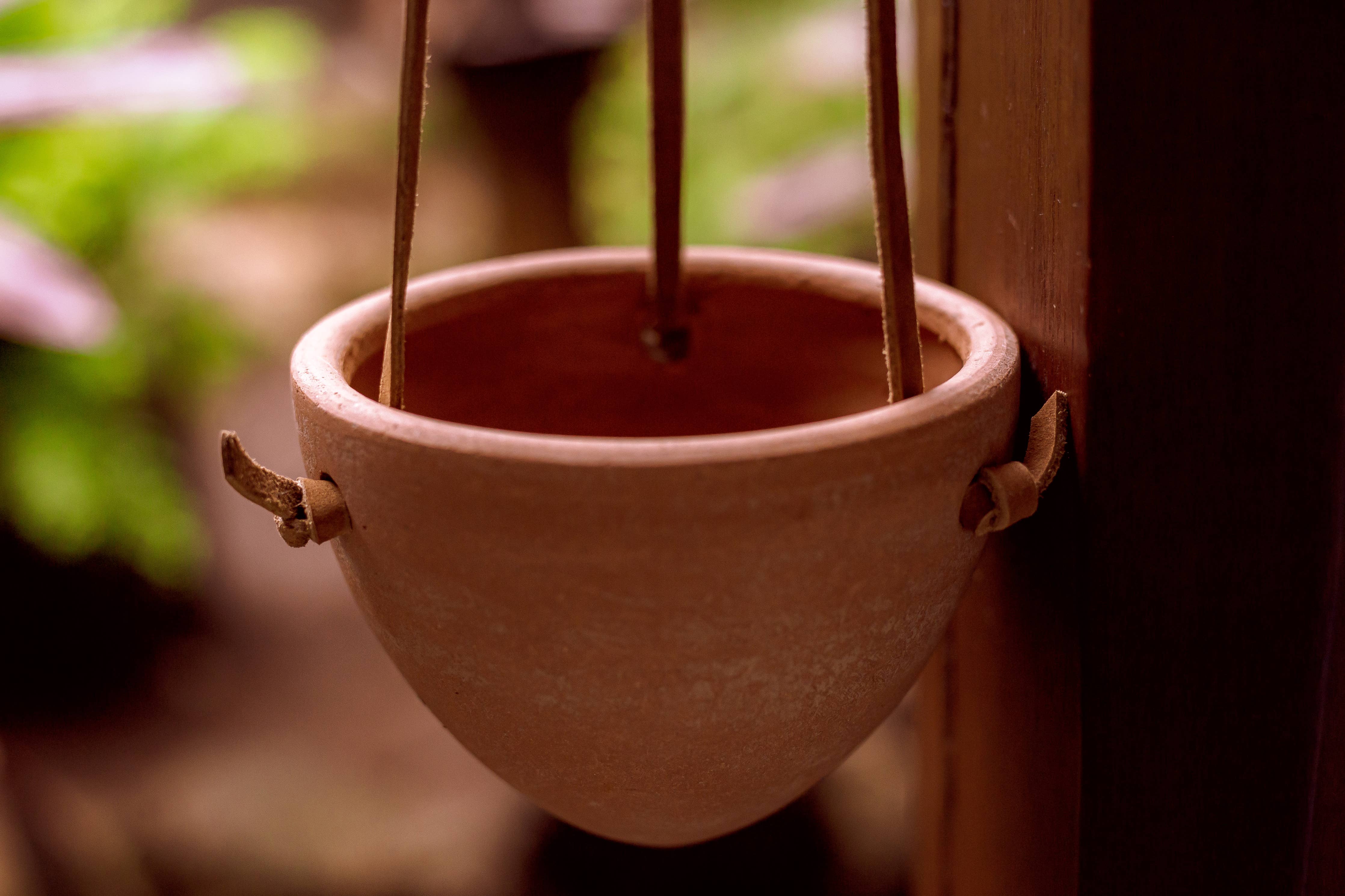 Small Hanging Planter with Leather Hanger