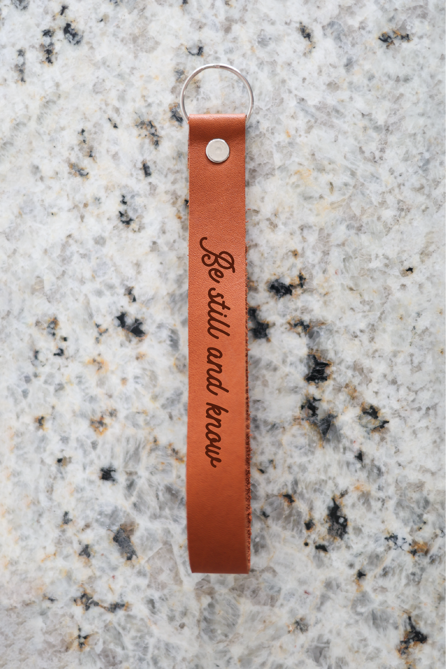 Be Still And Know Wristlet Engraved Leather