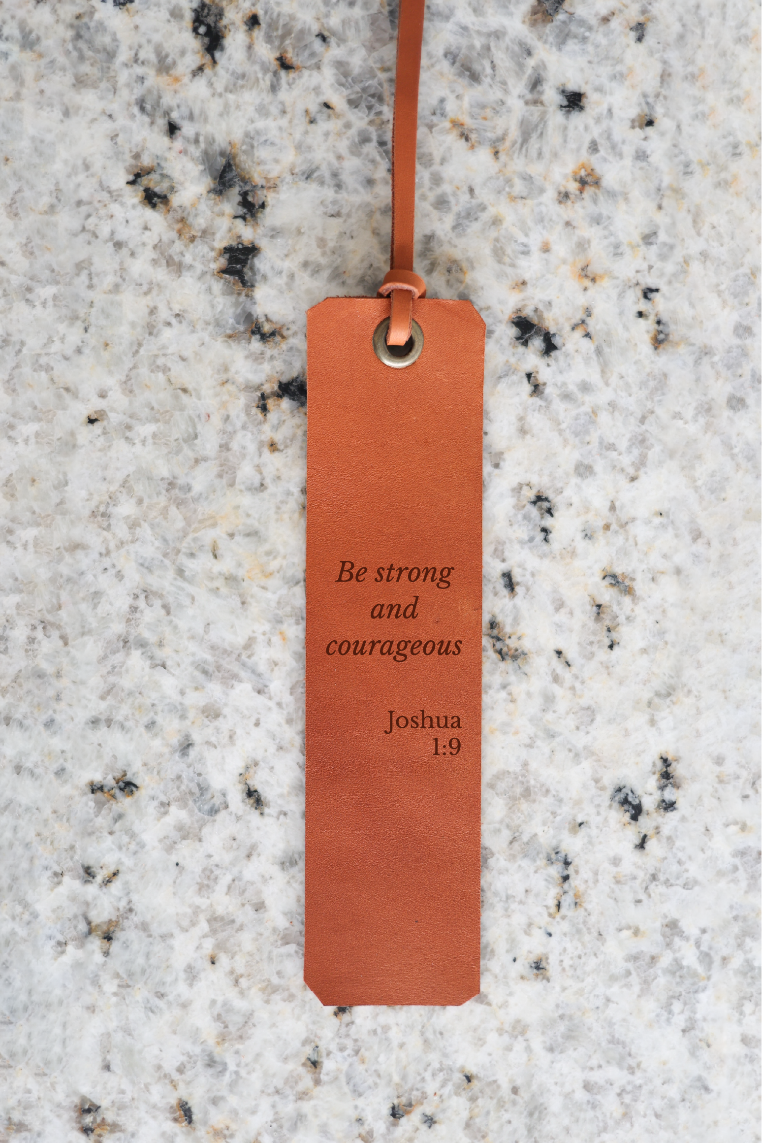 Be Strong And Courageous Leather Bookmark