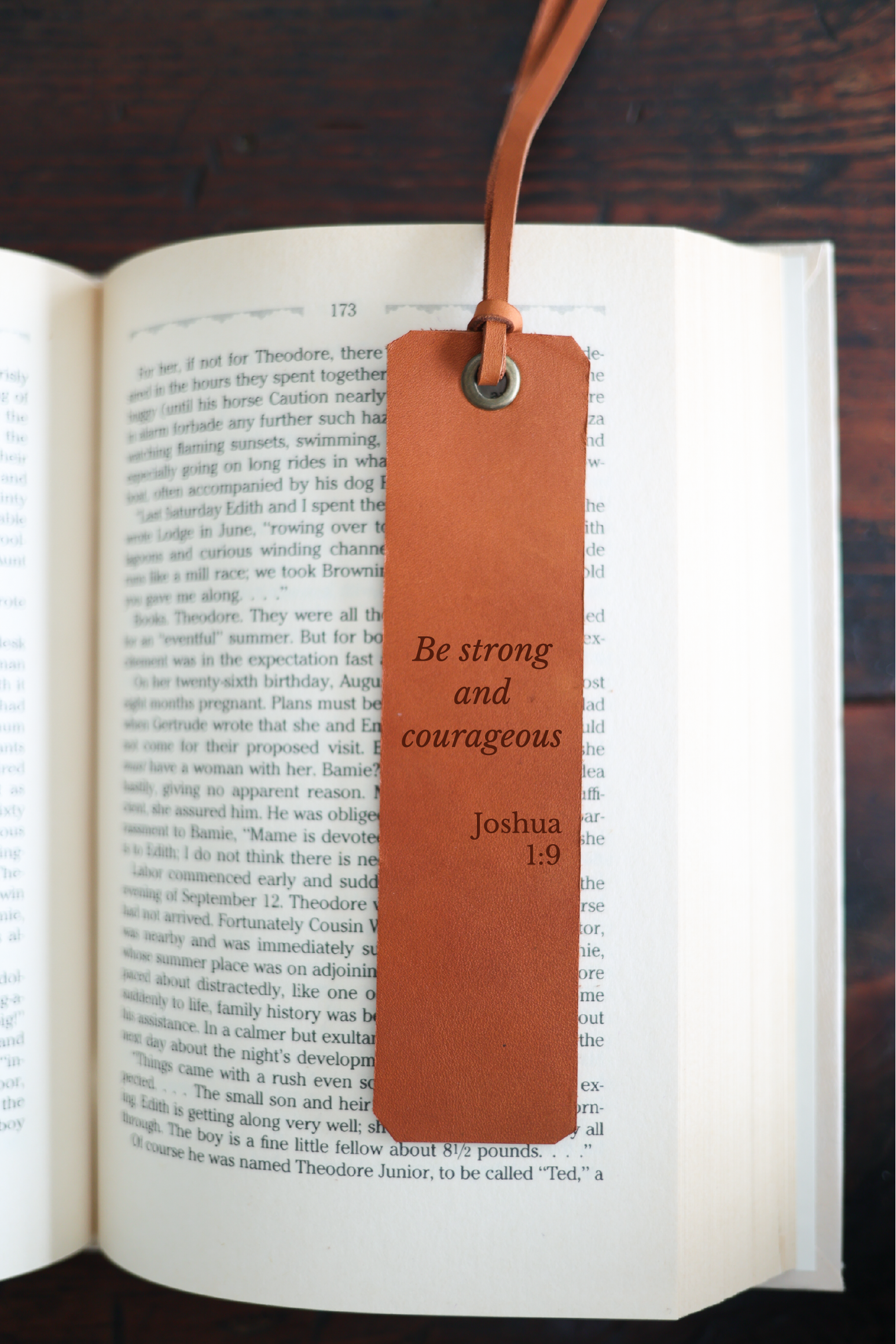 Be Strong And Courageous Leather Bookmark