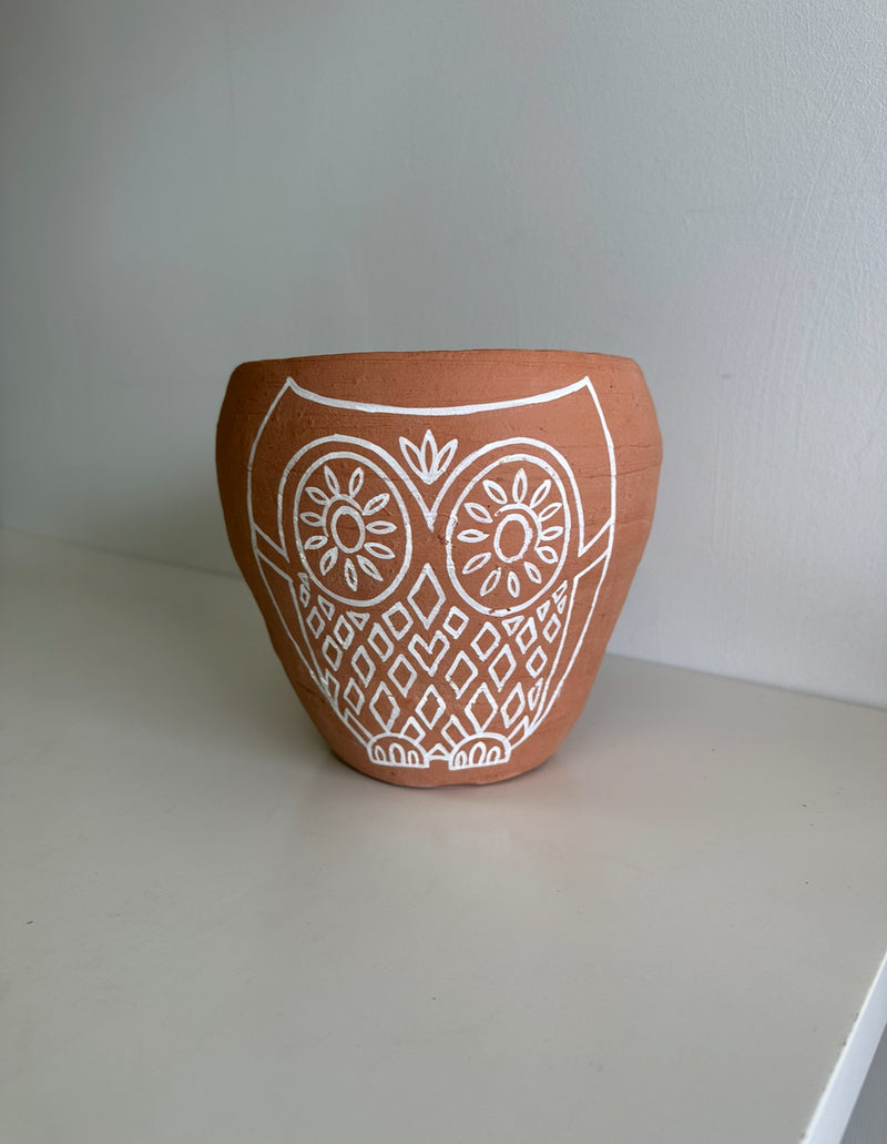 Terracotta Owl Planter